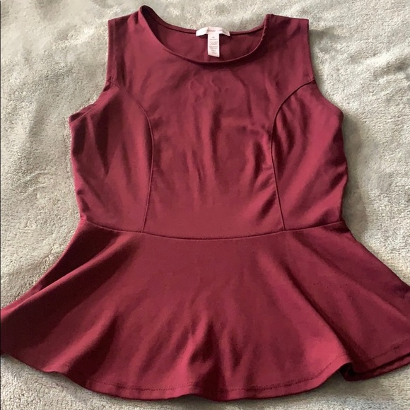 Burgundy peplum top - Picture 1 of 4